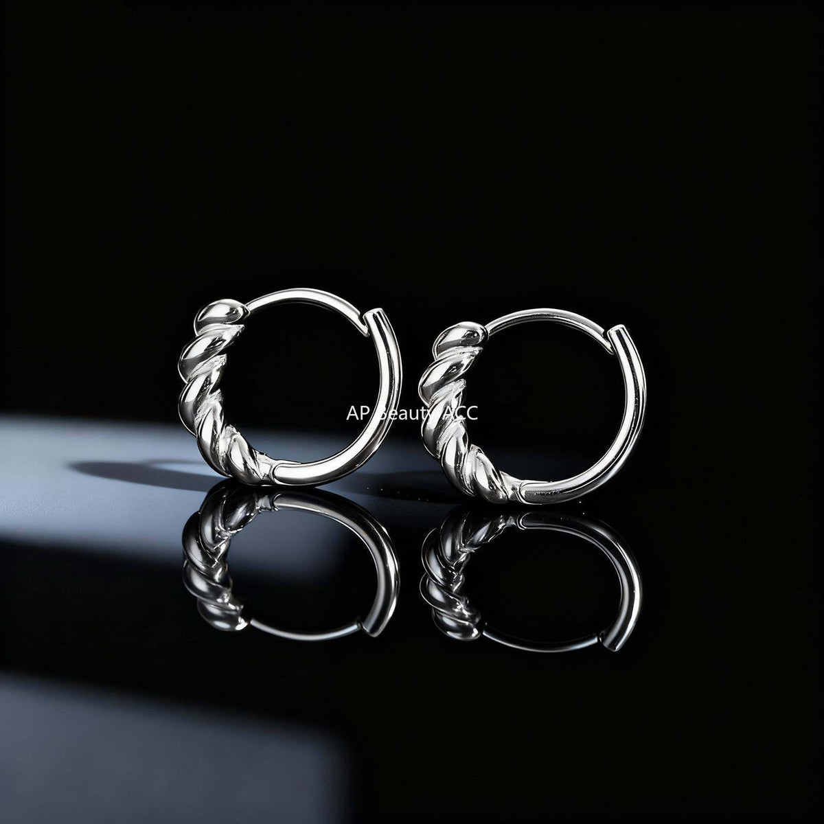 G廠-不鏽鋼男士日常通勤潮流耳飾麻花百搭造型感耳圈鋼色「EH-840」25.12-1