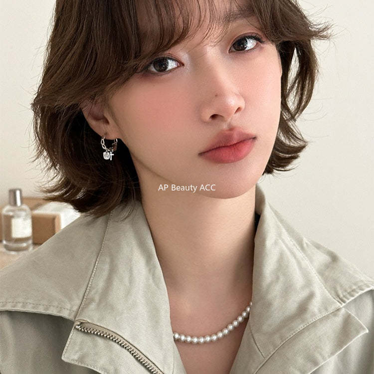 C廠-歐美設計感925銀針十字架吊墜耳環女冷淡風潮流酷颯耳扣秋冬耳飾「EH-4270」25.11-4