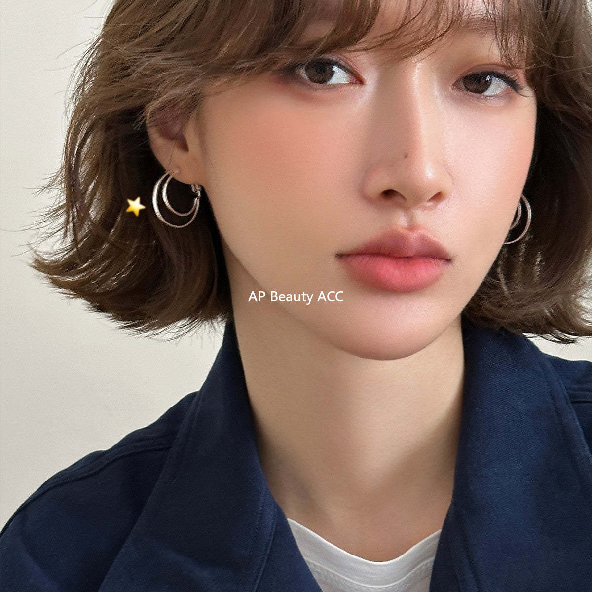 C廠-925銀針多層疊戴風大小圈耳環女氣質時尚高級感素圈耳圈輕奢耳飾「EH-4307」25.11-4