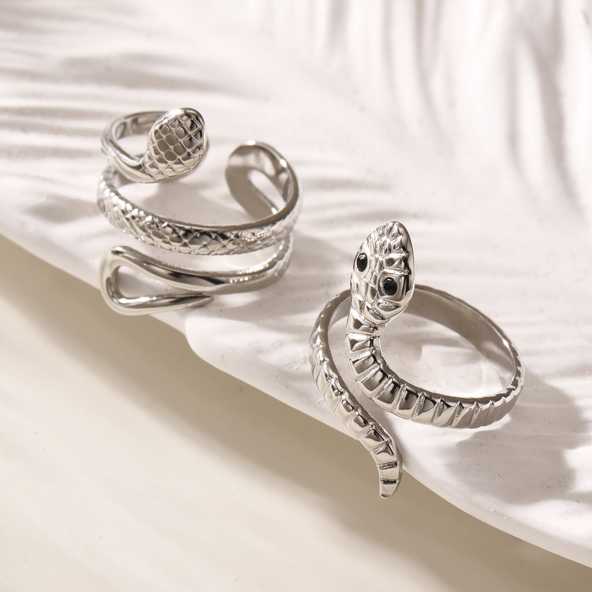 B廠-歐美不鏽鋼蛇形戒指小眾開口指環本命年鈦鋼飾品跨境rings「A786-A787」25.07-2