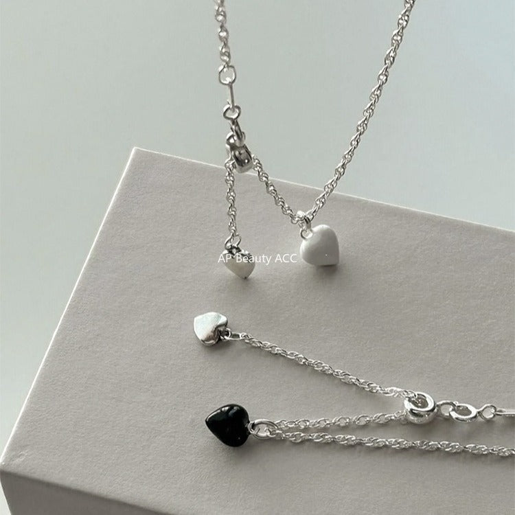 C廠-925純銀韓版抽拉式愛心吊墜項鍊女ins風簡約百搭OL通勤日常鎖骨鏈「XL-1222」25.11-1