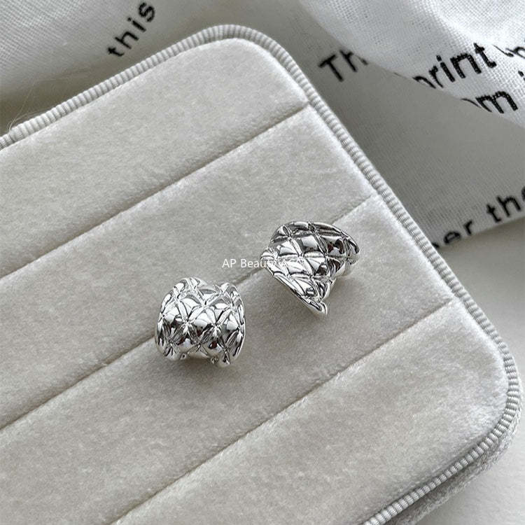 C廠-ins簡約設計感菱紋曲面耳釘女獨特個性氣質百搭個性耳環高級耳飾「EH-4140」25.10-5