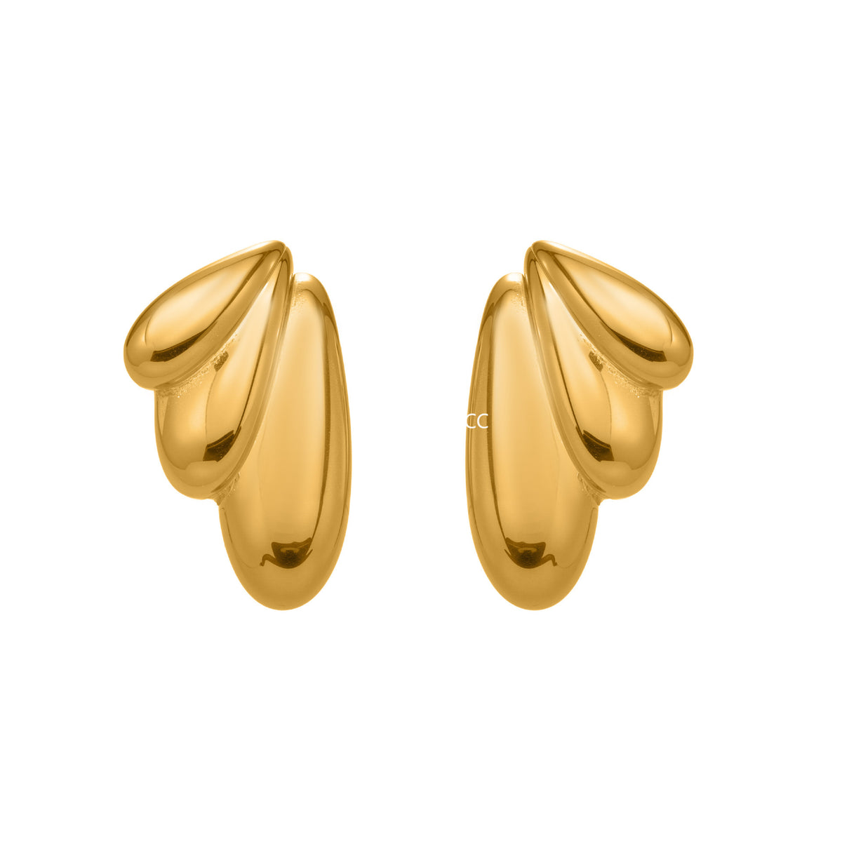 B廠-不鏽鋼幾何扇形耳環冷淡風耳飾跨境網紅新款飾品鍍18k真金「F849」25.11-1