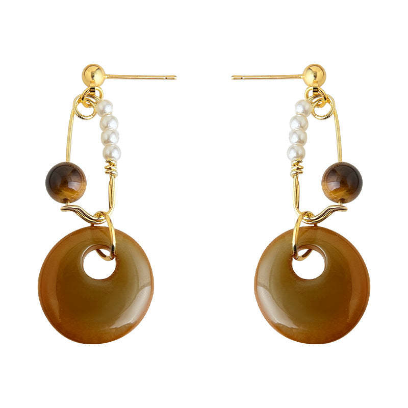 A廠-美拉德風文藝復古設計師款手工耳環秋冬新款原廠耳環工廠飾品批發「7147」25.11-4