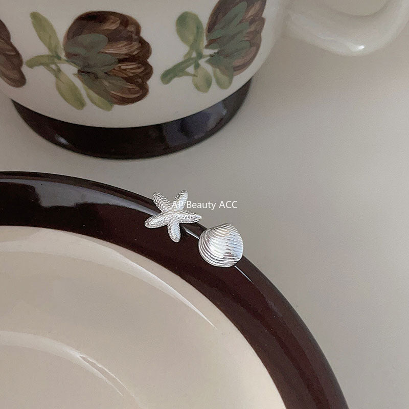 F廠-韓國韓版925純銀海星貝殼耳釘女簡約時尚ins風小紅書耳釘「C1219」25.10-1