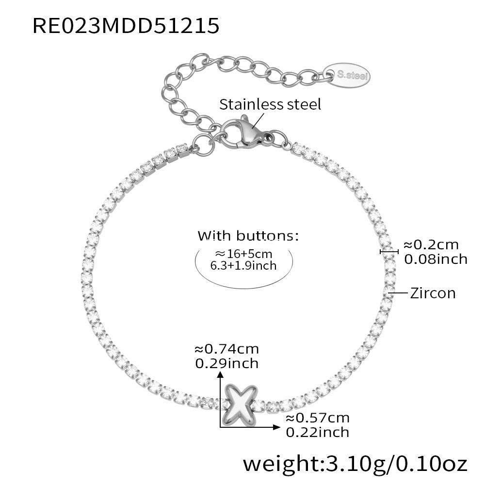B廠-爆閃爪鑲鋯石26字母手鍊 不鏽鋼鍍18k真金時尚精緻氣質珠寶首飾女「RE023」25.12-3