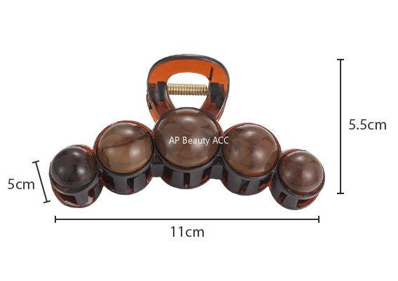 E廠-咖色高級感圓珠抓夾女2025新款高級感大號鯊魚夾後腦勺髮夾頭飾「27701」25.11-3