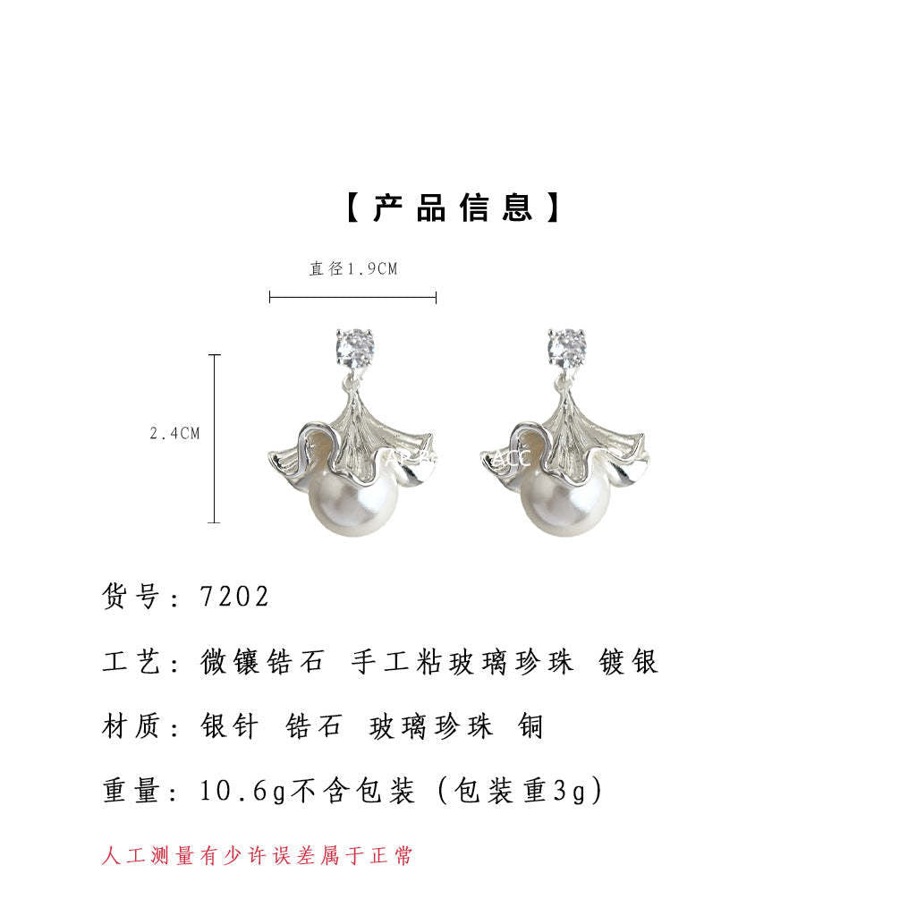 A廠-小眾裙邊裙擺925銀針鋯石花朵新款個性清新甜美耳飾工廠耳環 飾品「7202」25.12-1