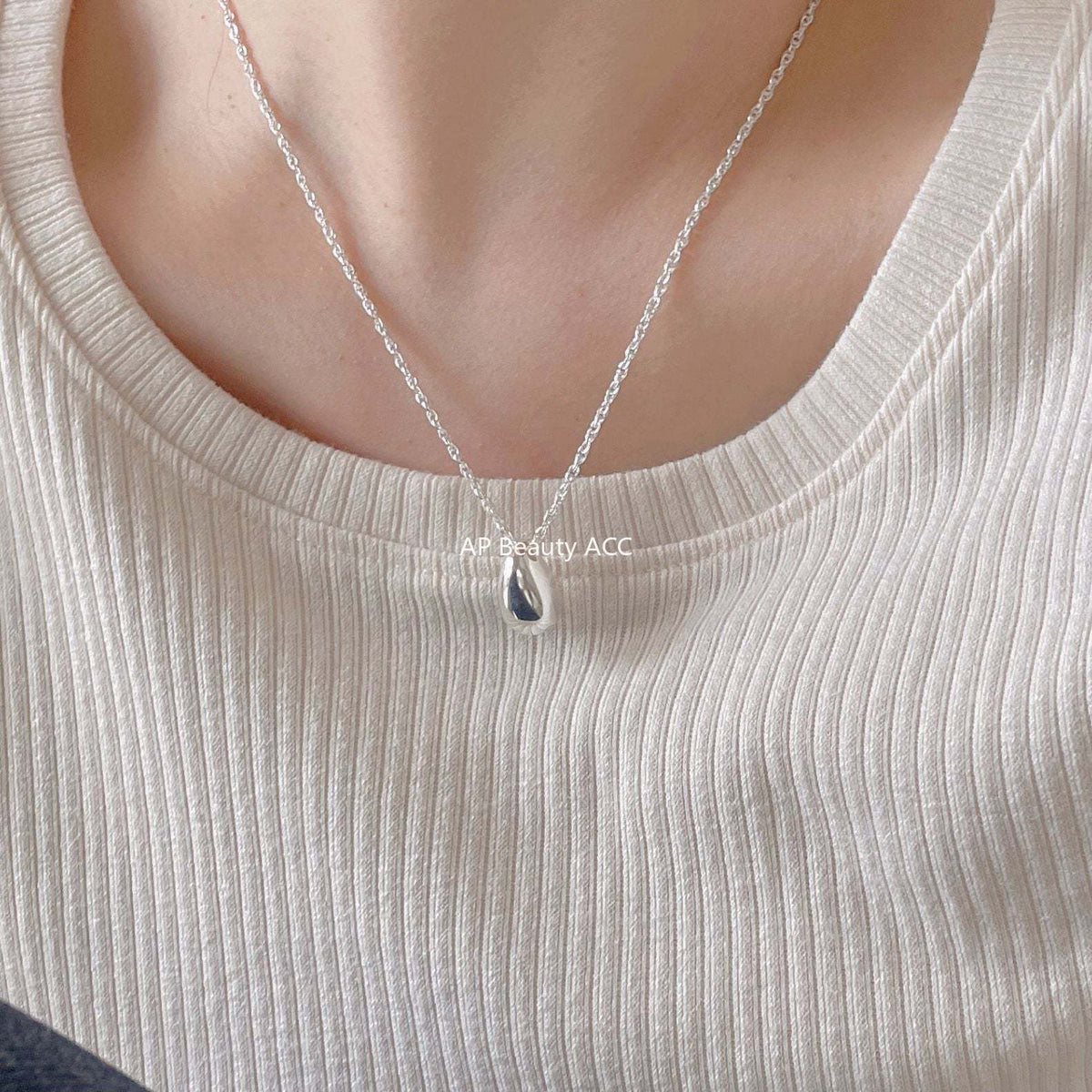 F廠-韓國韓版925純銀水滴項鍊簡約網紅小紅書氣質冷淡風項鍊「B1170」25.12-3