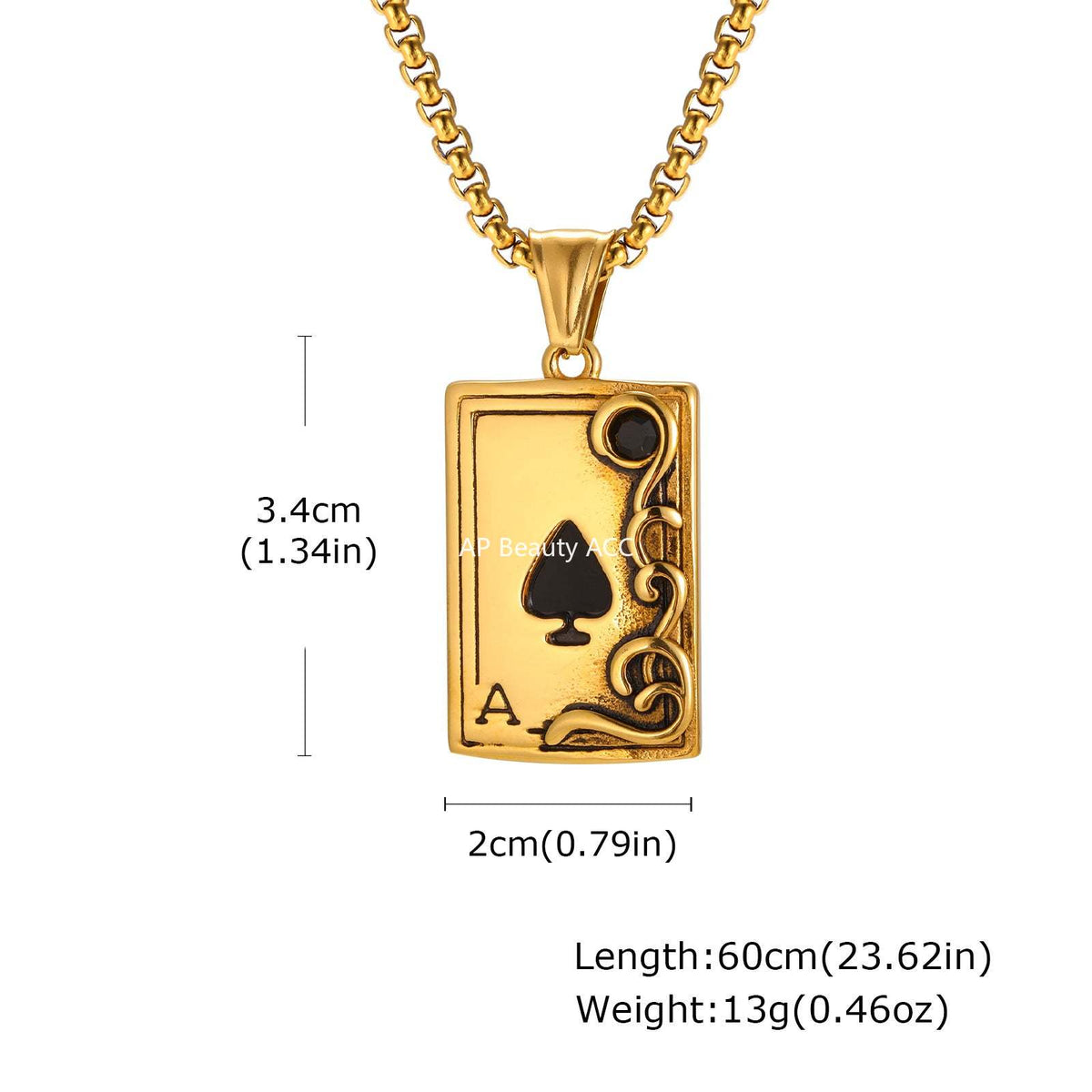G廠-不鏽鋼撲克吊墜潮嘻哈百搭hiphop蹦迪黑桃A花紋吊墜「PN-2317S」25.12-3