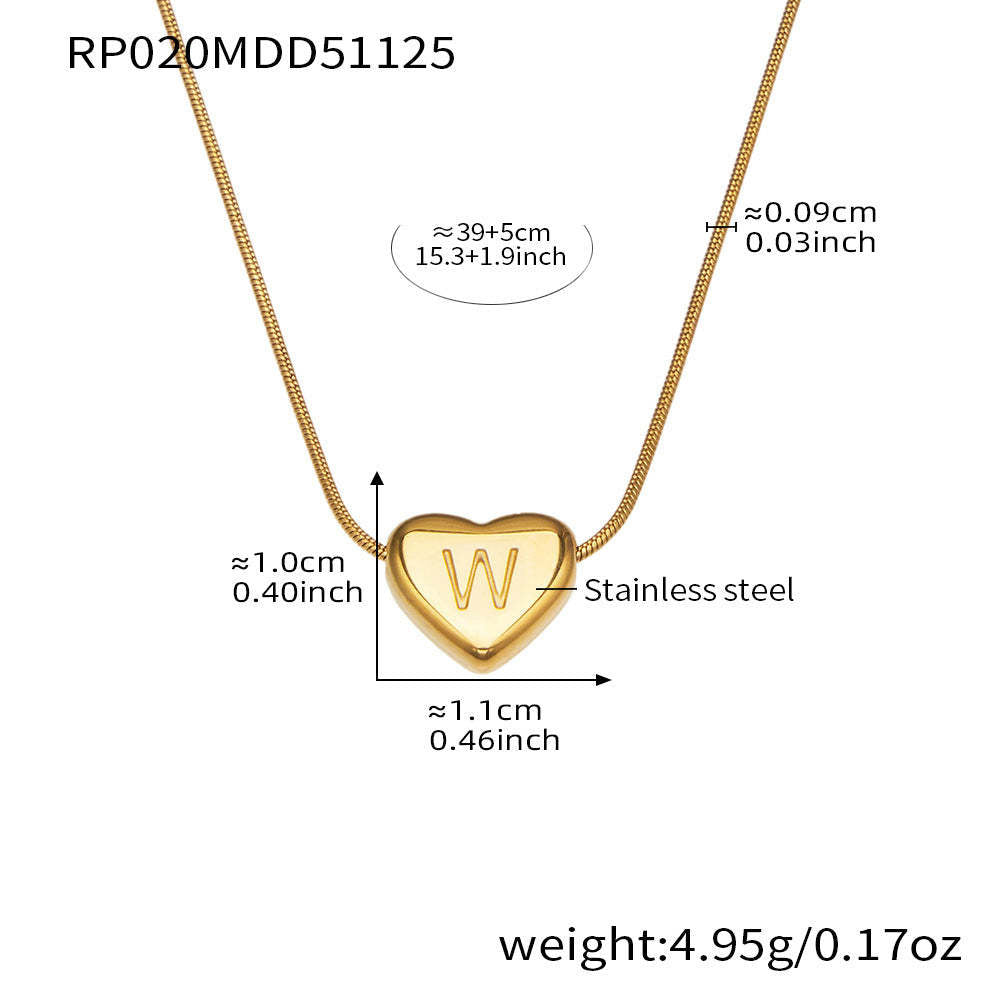 B廠-不鏽鋼26字母愛心吊墜鎖骨項鍊歐美熱銷款時尚輕奢飾品鍍18k真金「RP020」25.12-1