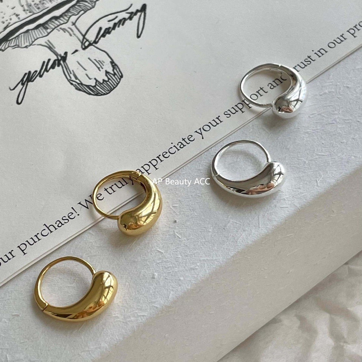 F廠-韓國韓版925純銀水滴耳扣耳釘簡約氣質百搭ins風耳飾「C1416」25.11-1