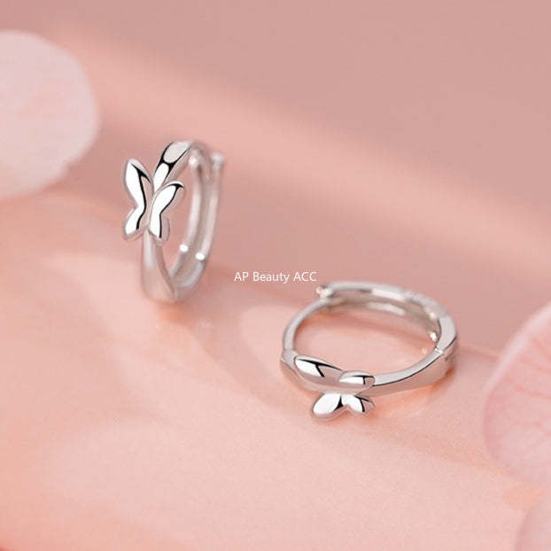 D廠-純銀S925甜美蝴蝶耳扣女時尚精緻百搭設計高級感優雅森系耳飾「YC9500E」25.12-3