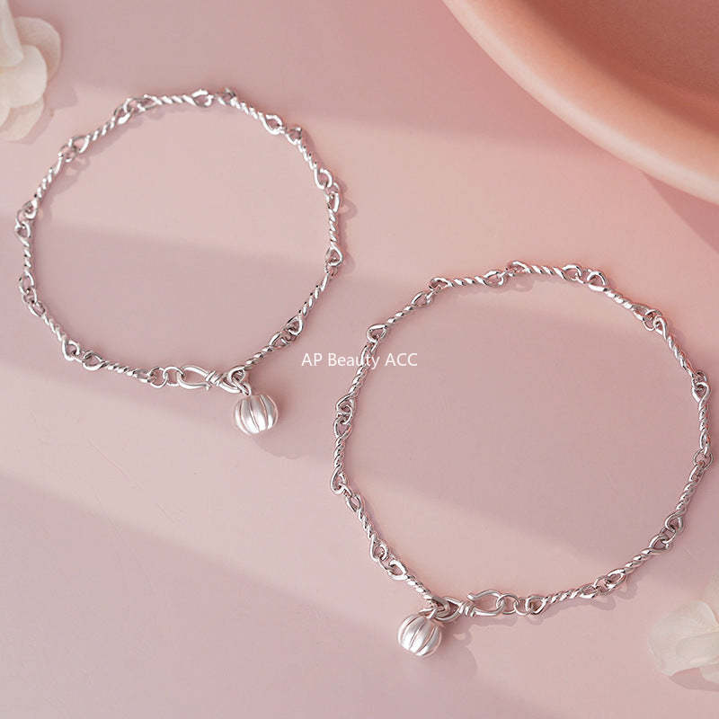 D廠-S999足銀輕奢南瓜手鍊女可愛童趣搞怪韓版甜美小眾精緻手鍊「YC4779SL_1」25.10-5