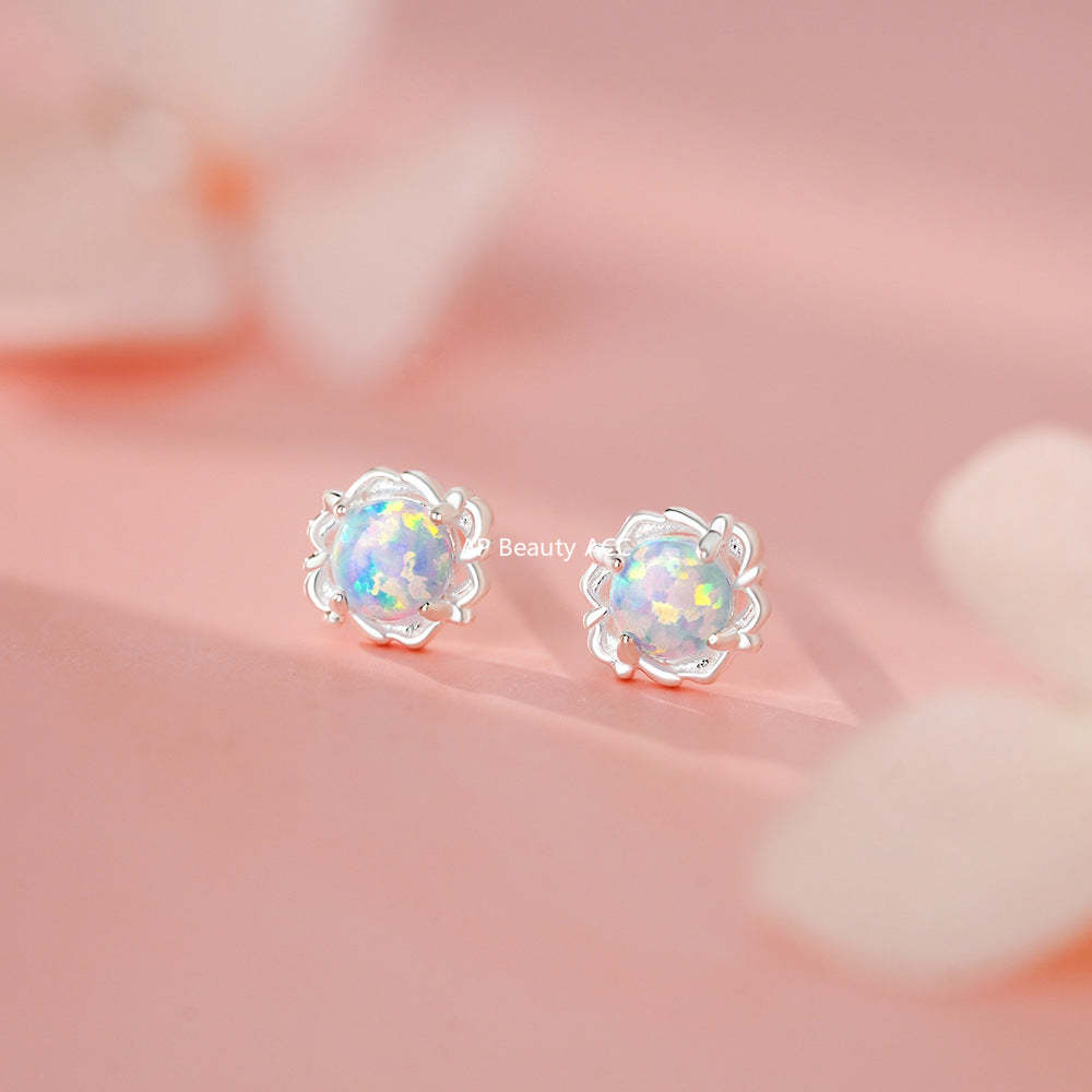 D廠-足銀S999幾何歐泊耳環女設計甜美輕奢冬季爆款簡約小眾耳飾批發「YC2656E_1」25.11-4