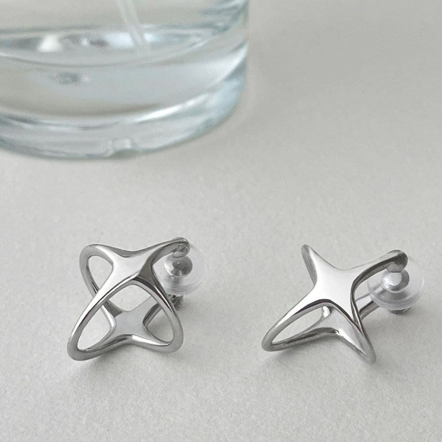 C廠-韓版ins風四芒星耳夾女冷淡風個性甜酷高級感耳骨夾小眾簡約耳飾「EJ-58」25.12-3