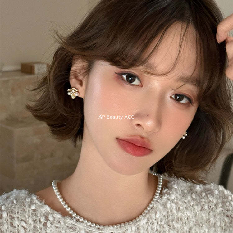 C廠-小眾設計感鋯石耳釘女百搭高級復古氣質珍珠耳環優雅獨特秋冬耳飾「EH-4311」25.11-4
