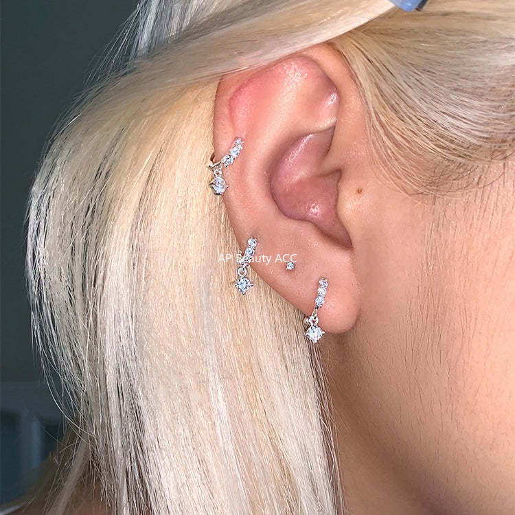 C廠-輕奢氣質氛圍感超閃鋯石耳環女精緻高級感銀針耳扣秋冬時尚耳飾「EH-4348」25.11-4