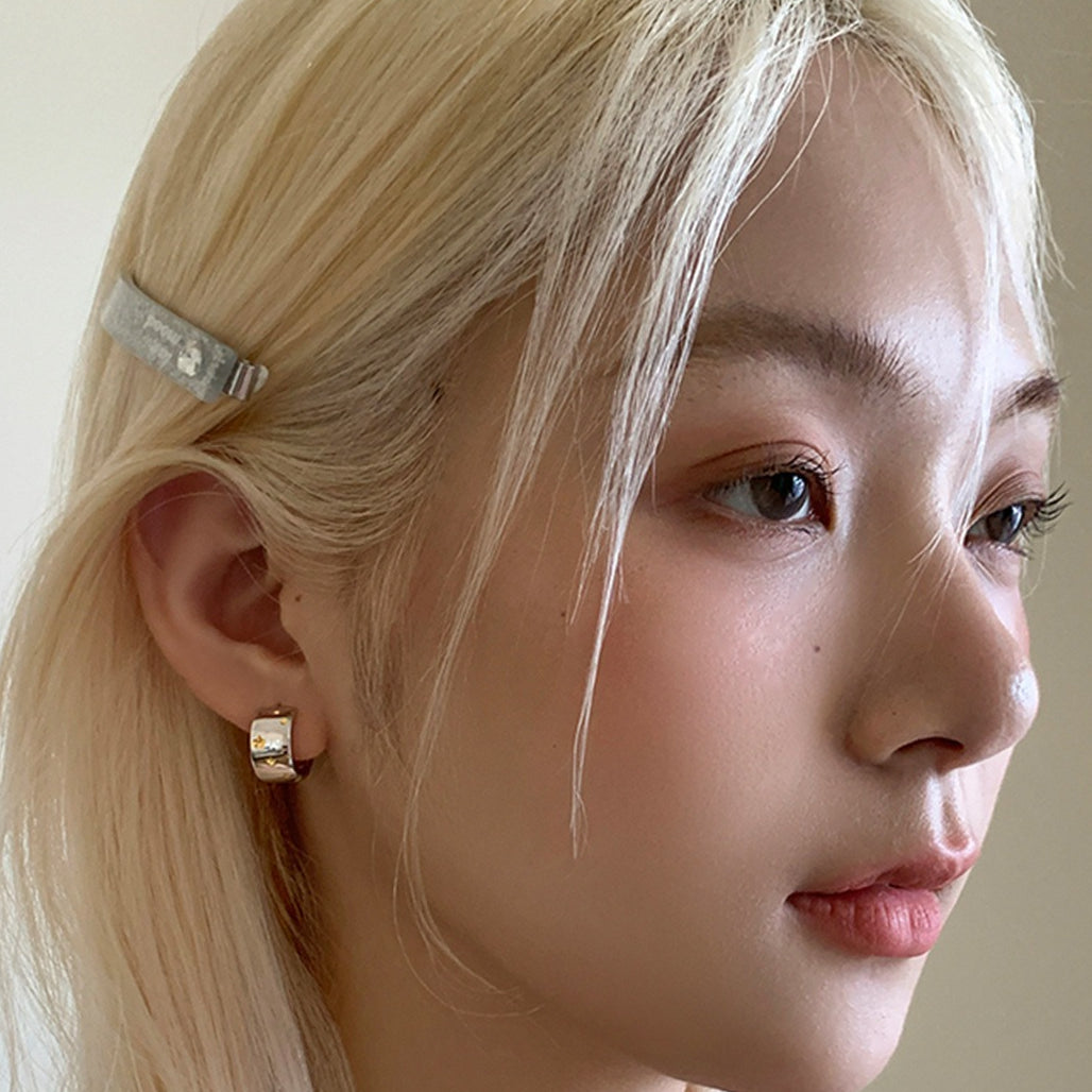 C廠-925銀針金銀撞色星星耳環女ins小眾設計日韓版寬面耳圈輕奢耳飾「EH-4166」25.10-2