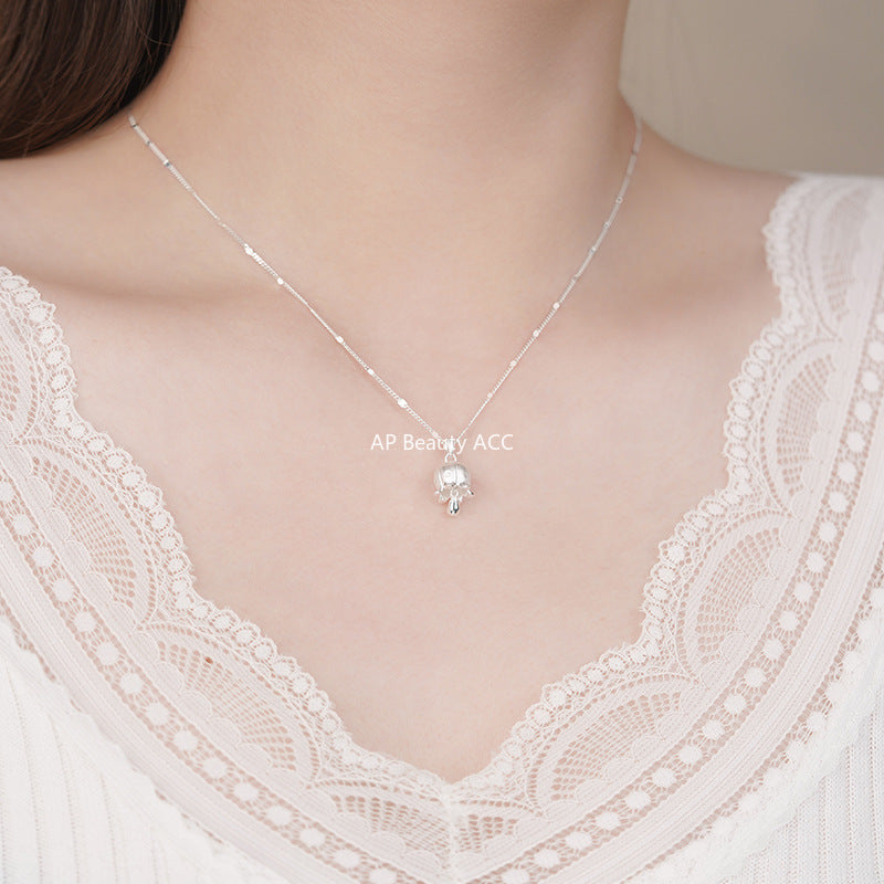 D廠-S925純銀鈴蘭花項鍊甜美森系精美唯美氛圍感小眾可愛鎖骨鏈批發「YC3217N_1」25.11-2