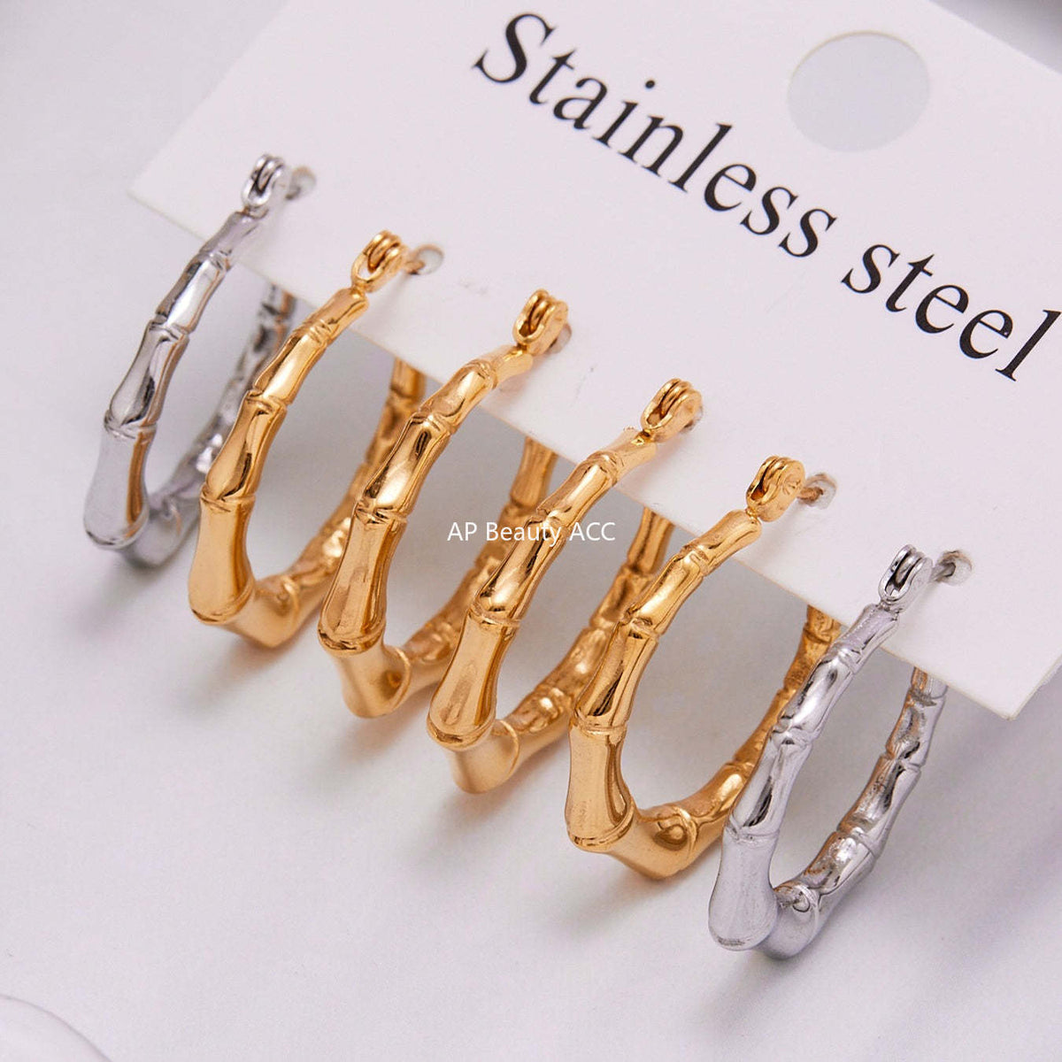 B廠-不鏽鋼幾何竹節U型耳環ins小眾設計耳飾鍍18k真金珠寶首飾「F622」25.10-5