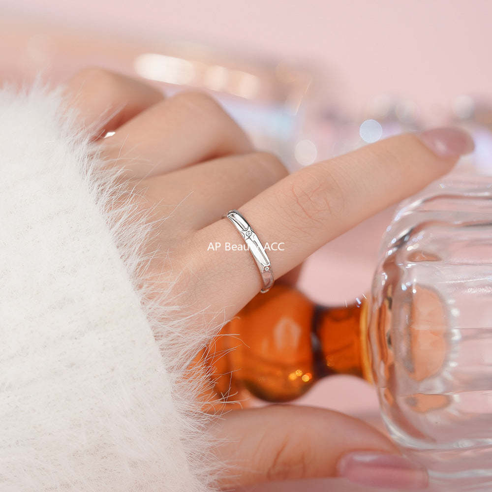 D廠-足銀S999夢幻星星鋯石戒指女簡約小眾ins風溫柔高級設計手飾「YC5263R_1」25.11-4