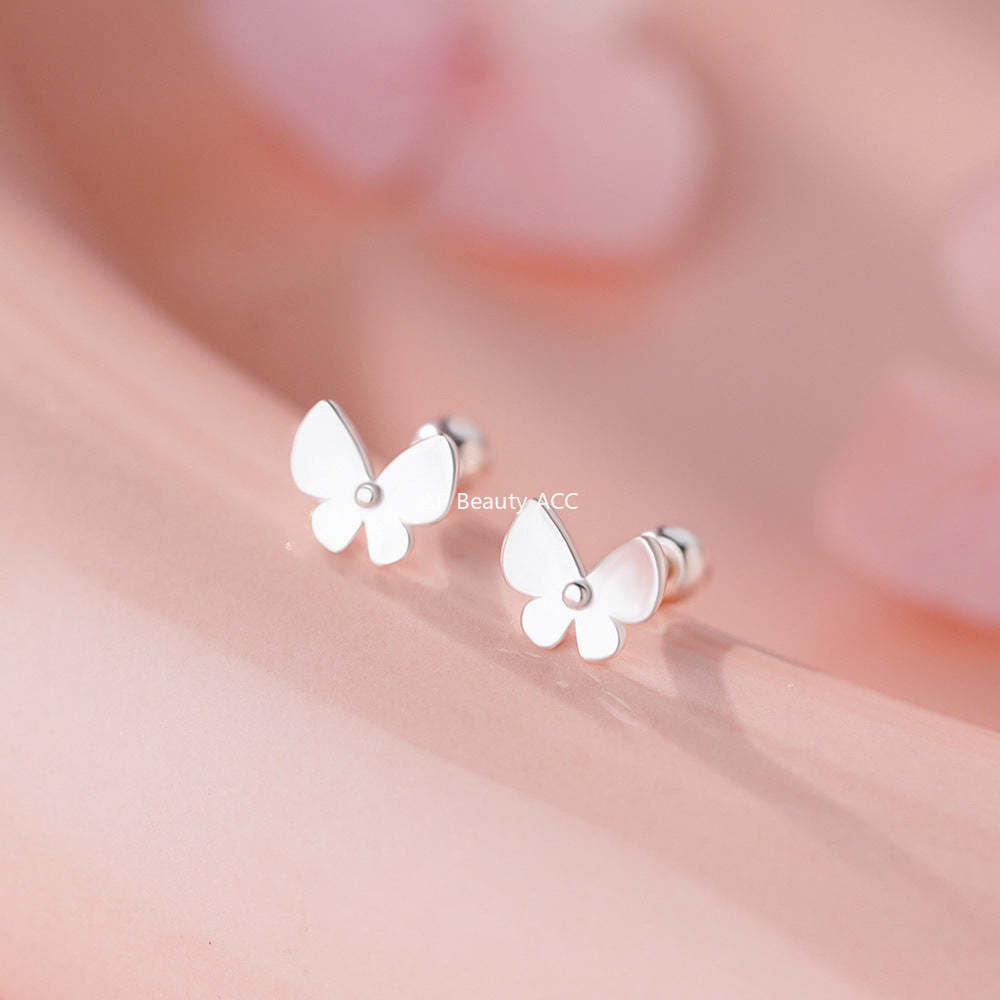 D廠-足銀S999可愛蝴蝶螺絲耳環你甜美風小清新氣質小巧精緻耳飾「YC6506E_1」25.11-4
