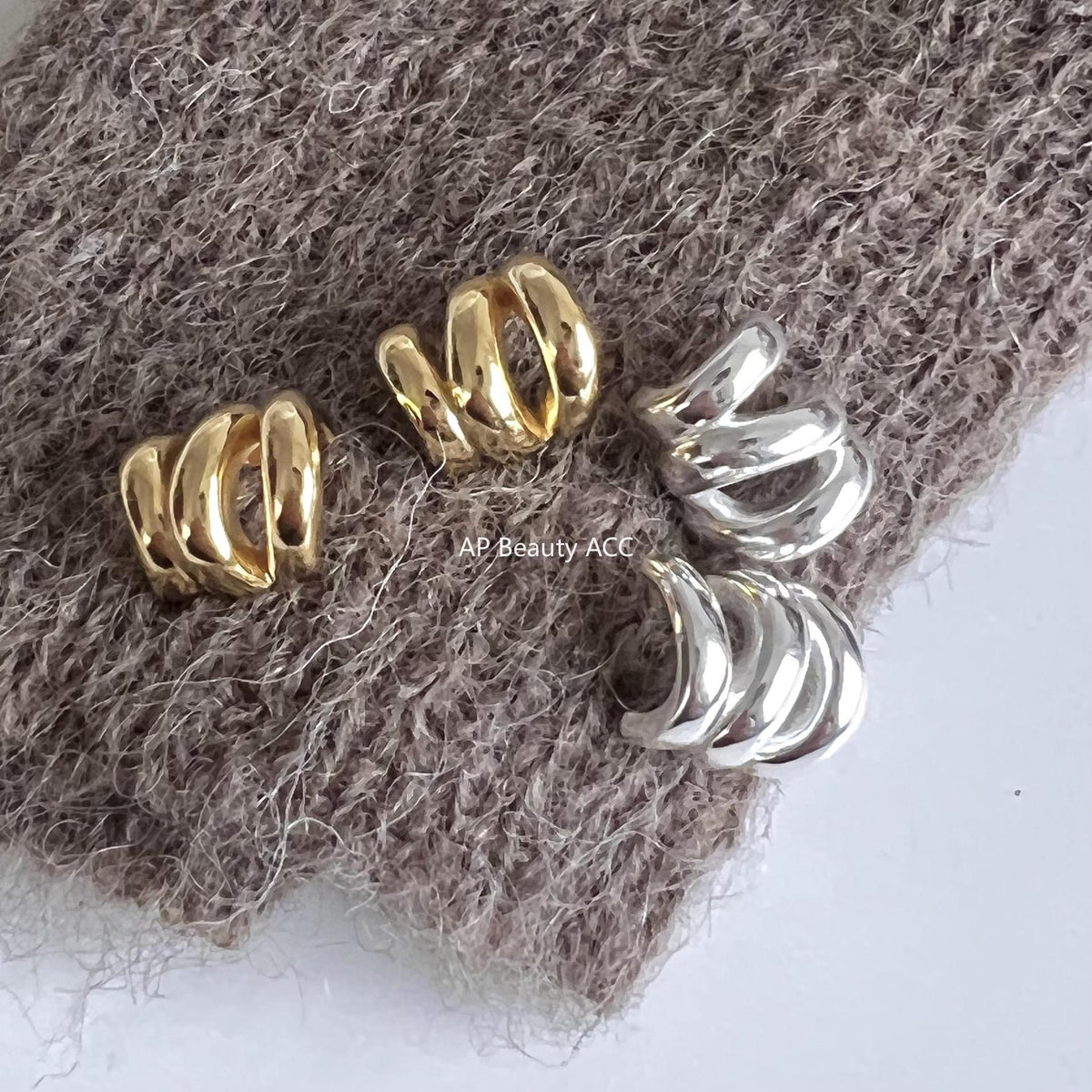 F廠-韓國韓版925純銀耳釘韓風INS極簡波紋耳環耳扣銀耳釘女「C878」25.12-1