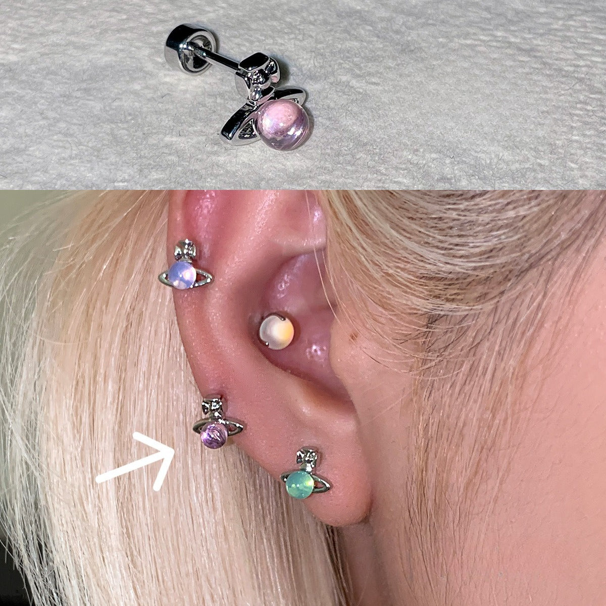 C廠-輕奢小眾高級感星球耳釘女多巴胺甜美鈦鋼耳環精緻甜酷風秋冬耳飾「EH-4343」25.12-2