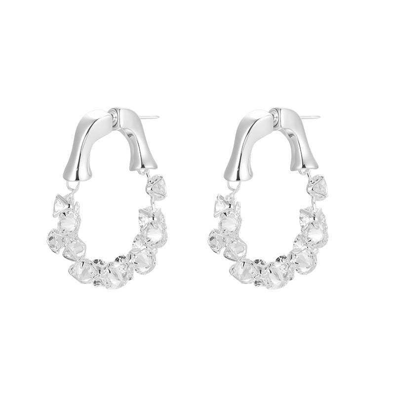 C廠-高級感復古氣質秋冬鋯石耳環女簡約百搭清冷風耳圈小眾時尚耳飾「EH-4127」25.12-1