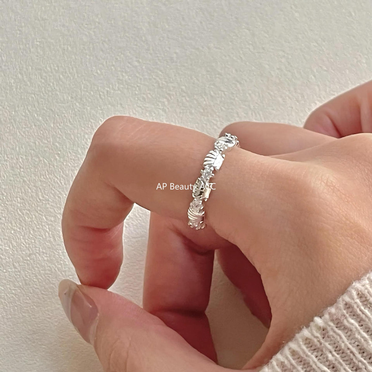 F廠-韓版小紅書ins簡約S925純銀鋯石貝殼戒指設計感個性戒指「J2145」25.11-3