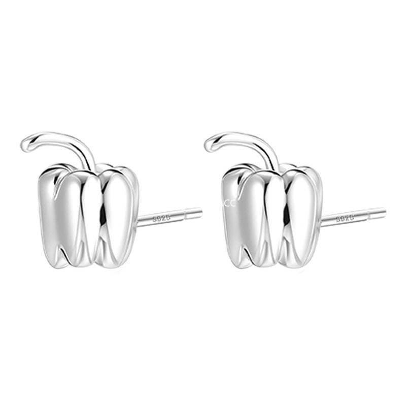 C廠-925銀針蔬菜茄子耳釘女森系小清新獨特牛油果耳環輕奢高級感耳飾「EH-4260」25.11-3