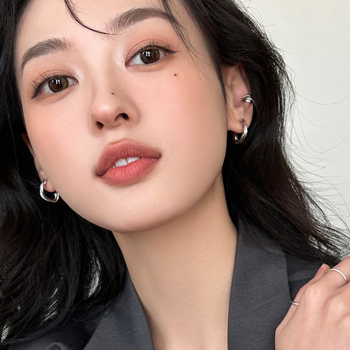 C廠-簡約幾何不規則麻花耳環女時尚個性百搭氣質銀針耳扣ins風新耳飾「EH-3595」25.05-5