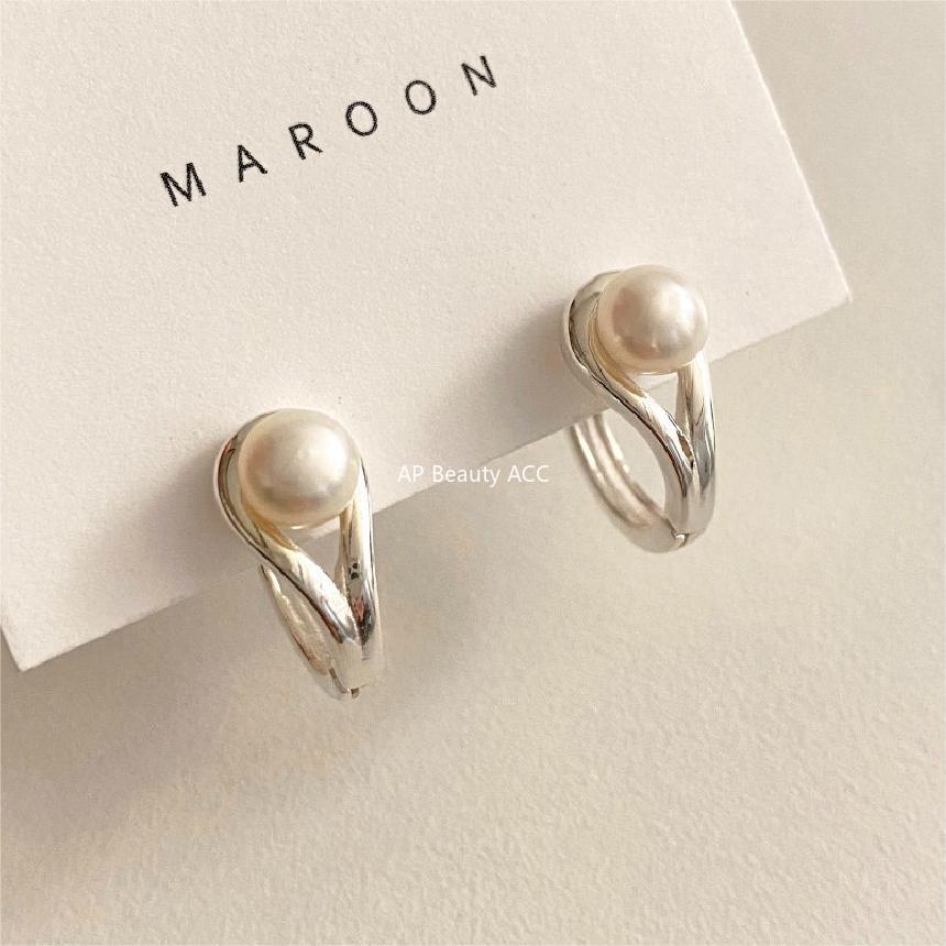 F廠-韓國韓版925純銀珍珠耳扣女簡約時尚ins風耳釘耳環「C1205」25.12-2