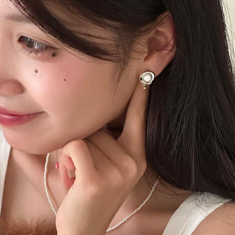 C廠-925銀針星球鋯石耳釘女韓系簡約ins風珍珠耳環小眾設計感耳飾品「EH-3151」24.09-2