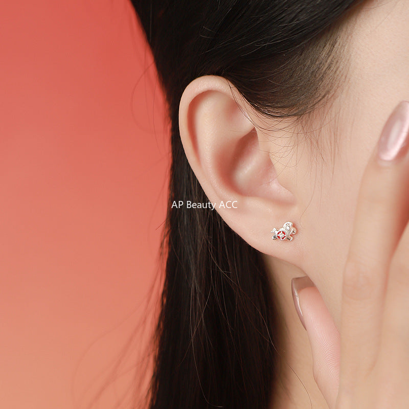 D廠-原創S999足銀小馬錢幣項鍊復古輕奢躍馬轉金耳環戒指本命年首飾批發「YC3989E_1 YC10302E_1 YC2294N_1」25.11-2