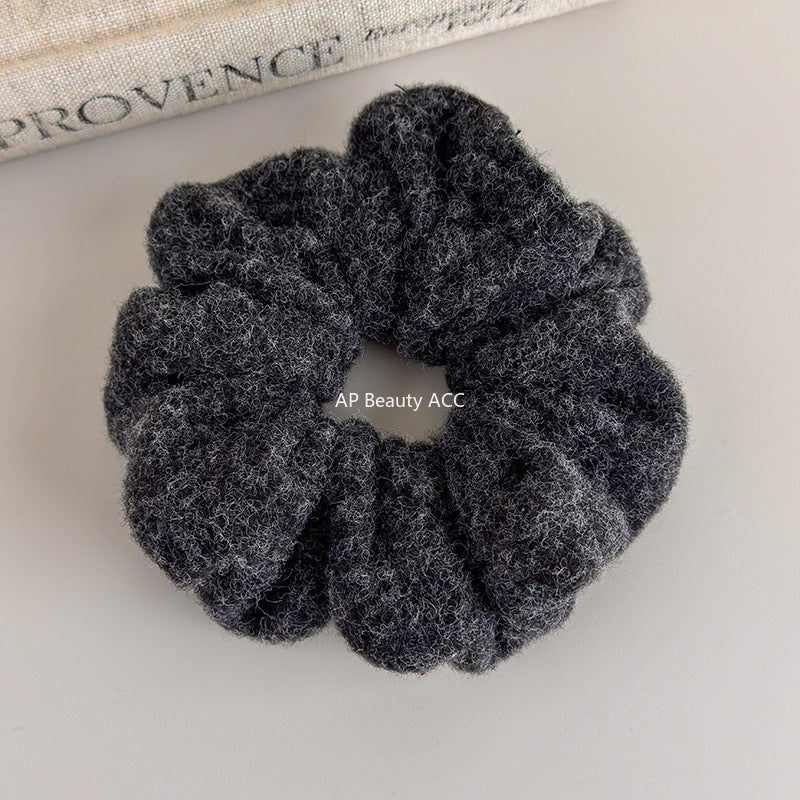 E廠-秋冬質感毛呢大腸髮圈韓系氣質百搭時尚丸子頭馬尾髮繩髮飾髮圈「26247」25.11-2