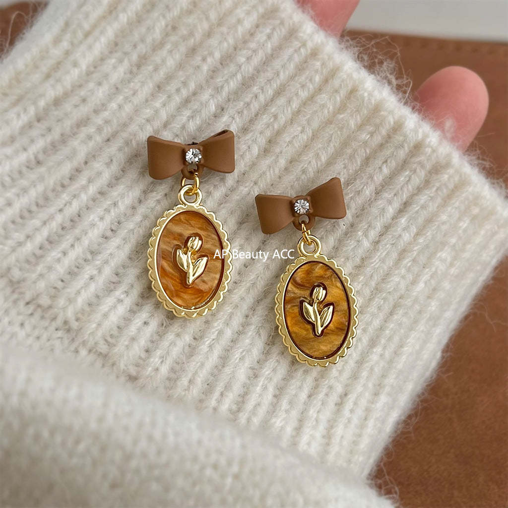 A廠-時尚高級感美拉德風咖色系秋冬爆款新款耳飾飾品耳環貨源批發「7024」25.11-1