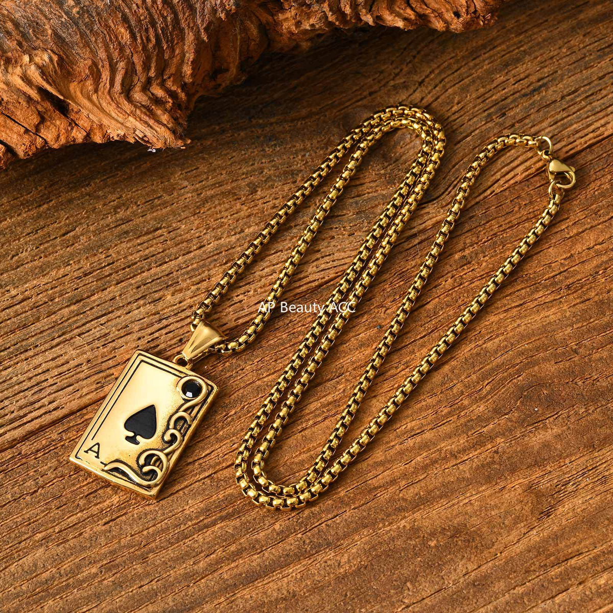 G廠-不鏽鋼撲克吊墜潮嘻哈百搭hiphop蹦迪黑桃A花紋吊墜「PN-2317S」25.12-3