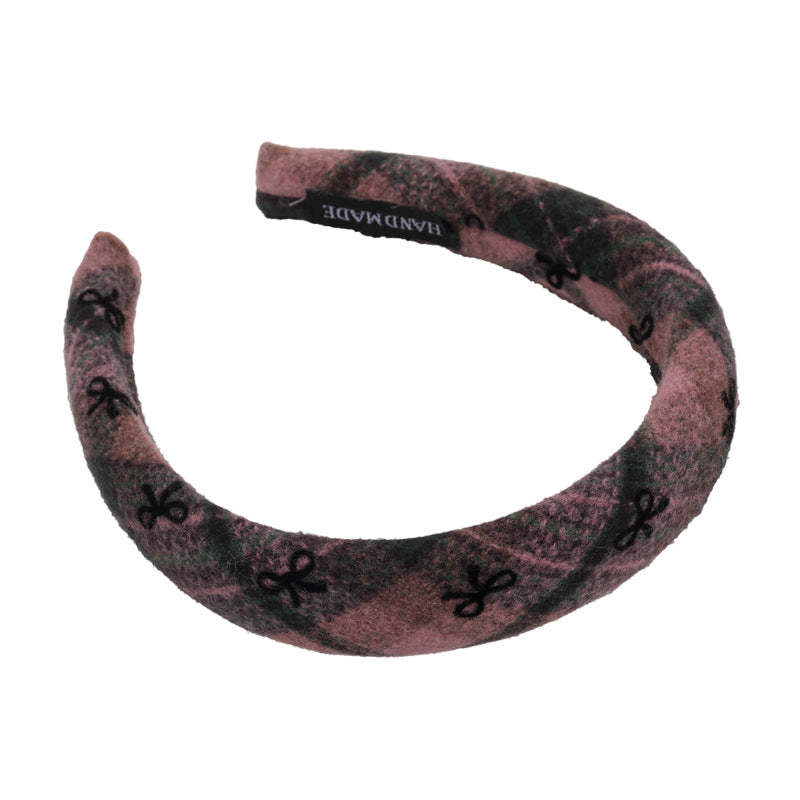 E廠-蝴蝶結毛呢髮箍秋冬高顱頂頭窟復古髮旅頭箍女高級感洋氣時尚髮飾「26085」25.11-3