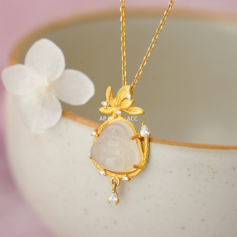 D廠-S925純銀佛公納福項鍊輕奢新中式宮廷風精美秋冬款貴氣鎖骨鏈「YC0953N_1」25.11-2