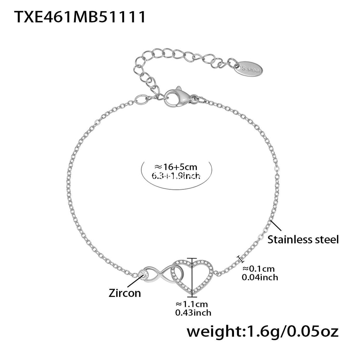 B廠-跨境熱銷款愛心8字鋯石超精緻項鍊手鍊套裝不鏽鋼鍍18k真金「TXP461」25.11-3
