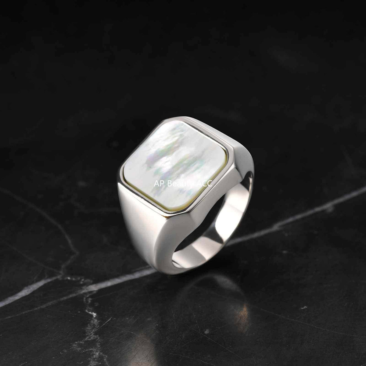 G廠-新款歐美ins風簡約不鏽鋼鮑魚貝白貝鑄造ins 風戒指「RC-207」25.12-3