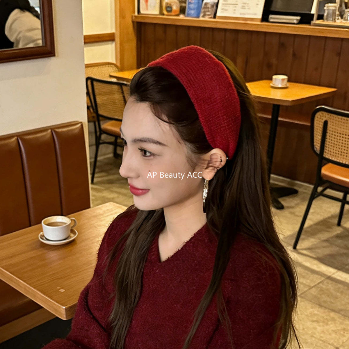 E廠-秋冬針織高顱頂毛線寬邊髮箍女高級感洋氣時尚壓髮頭箍髮卡頭飾潮「27794」25.12-3