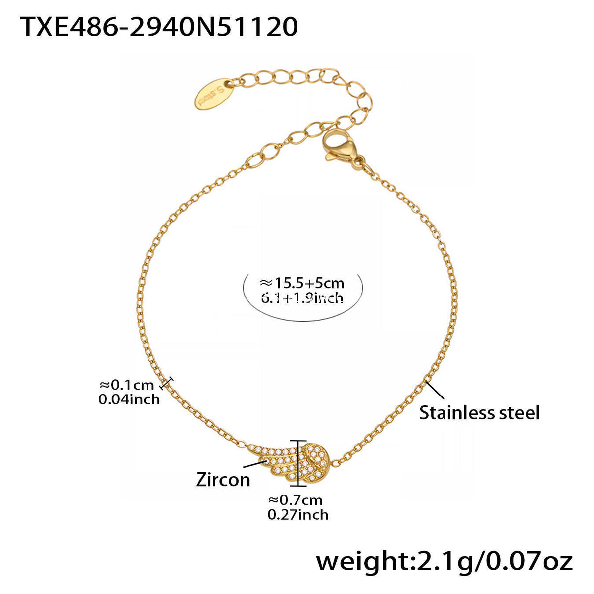 B廠-超閃5A鋯石小翅膀造型手鍊項鍊耳環戒指套裝不鏽鋼鍍18k金「TXP486」25.11-4