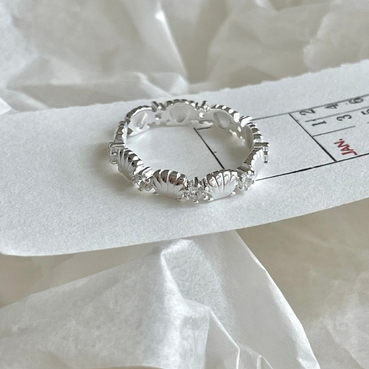 F廠-韓版小紅書ins簡約S925純銀鋯石貝殼戒指設計感個性戒指「J2145」25.11-3