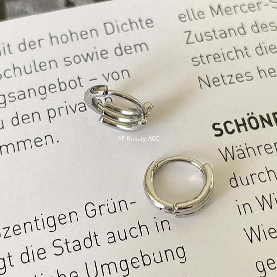 C廠-925銀針耳環線圈重疊耳釘女小眾設計感高級耳耳圈耳釘爆耳飾「EH-3132.SJ」25.12-2