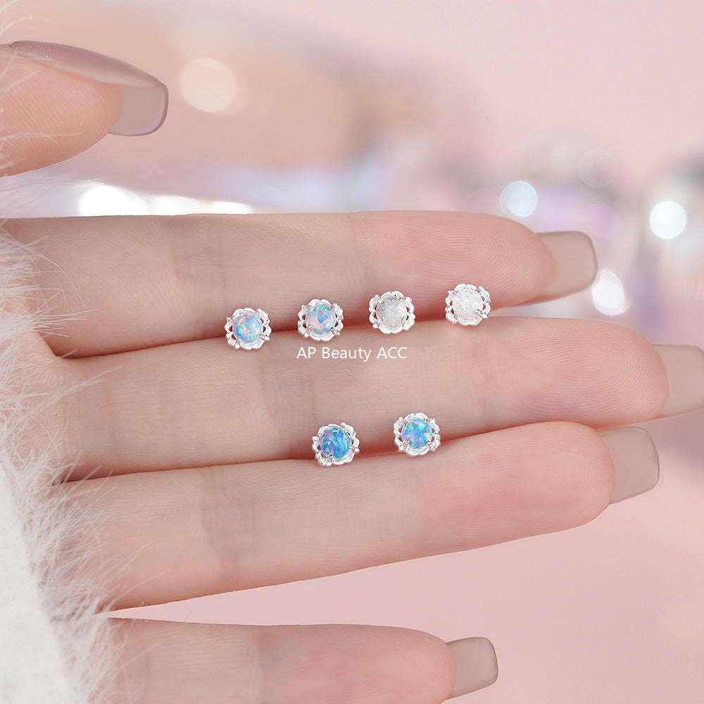 D廠-足銀S999幾何歐泊耳環女設計甜美輕奢冬季爆款簡約小眾耳飾批發「YC2656E_1」25.11-4