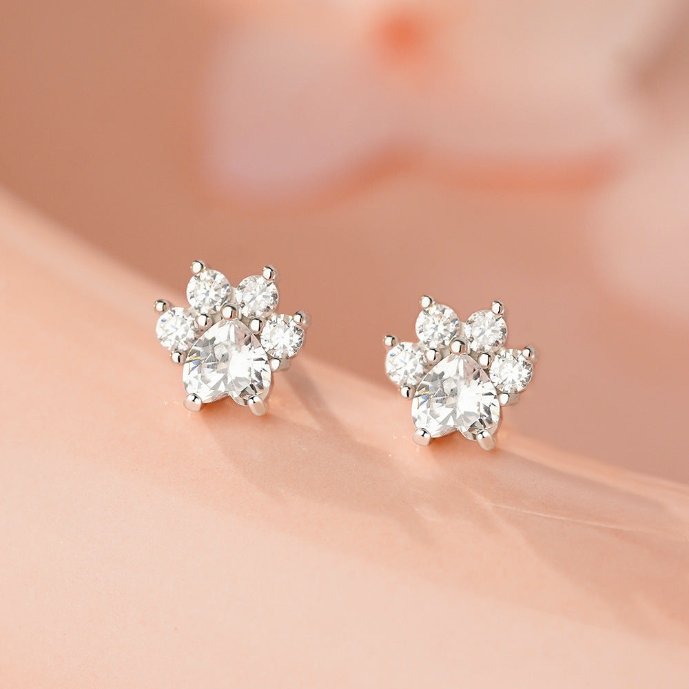 D廠-足銀S999貓爪鋯石耳環甜美韓風輕奢可愛養耳洞小眾溫柔耳飾「YC2285E_1」25.12-1