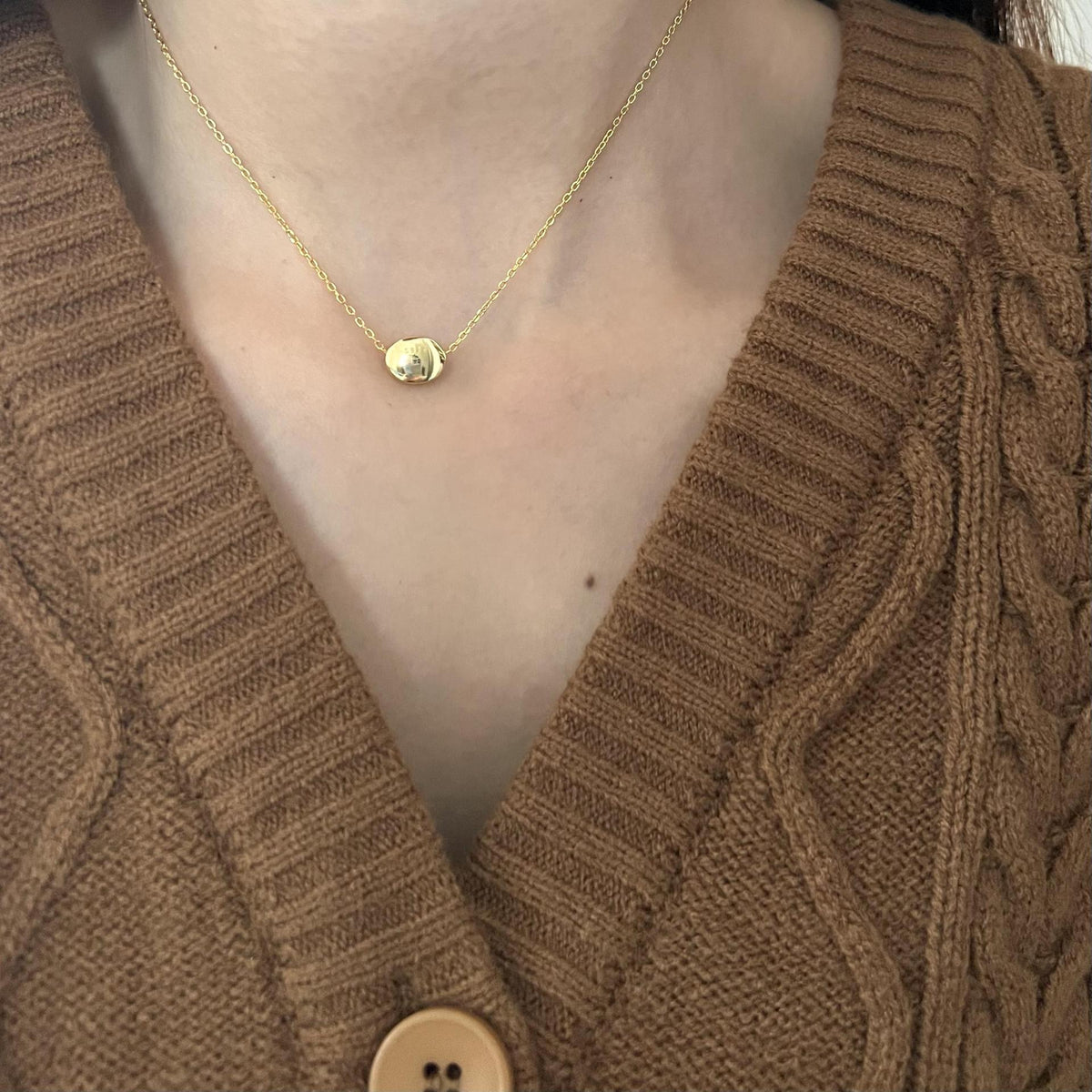 F廠-韓國韓版簡約銀飾 925純銀項鍊 小豆丁個性設計款項鍊「B1002」25.12-1